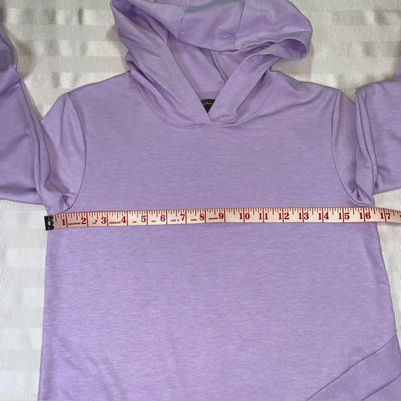 Eddie Bauer Kids Hooded Lavender Pullover L (14/16) Tulip Hem Thumb Holes - Picture 5 of 12